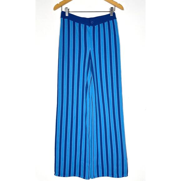 Simon Miller Jabber Pants High Rise Flat Front Wide Leg Trousers Blue Stripe M - Picture 6 of 10